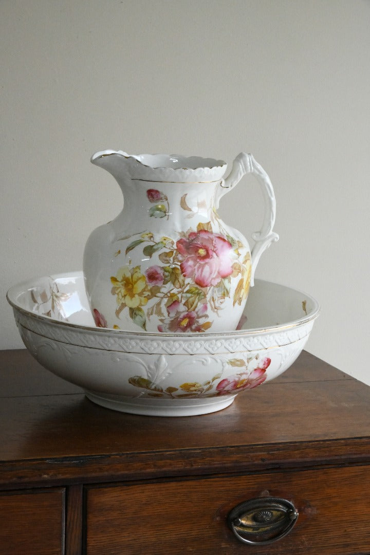 Victorian Floral Wash Bowl & Jug