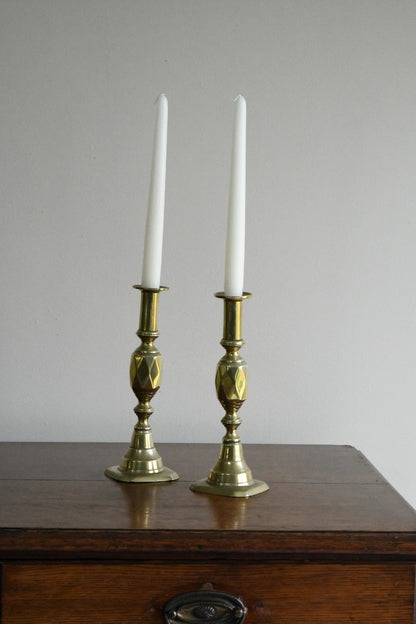 Pair Antique Brass Candlesticks