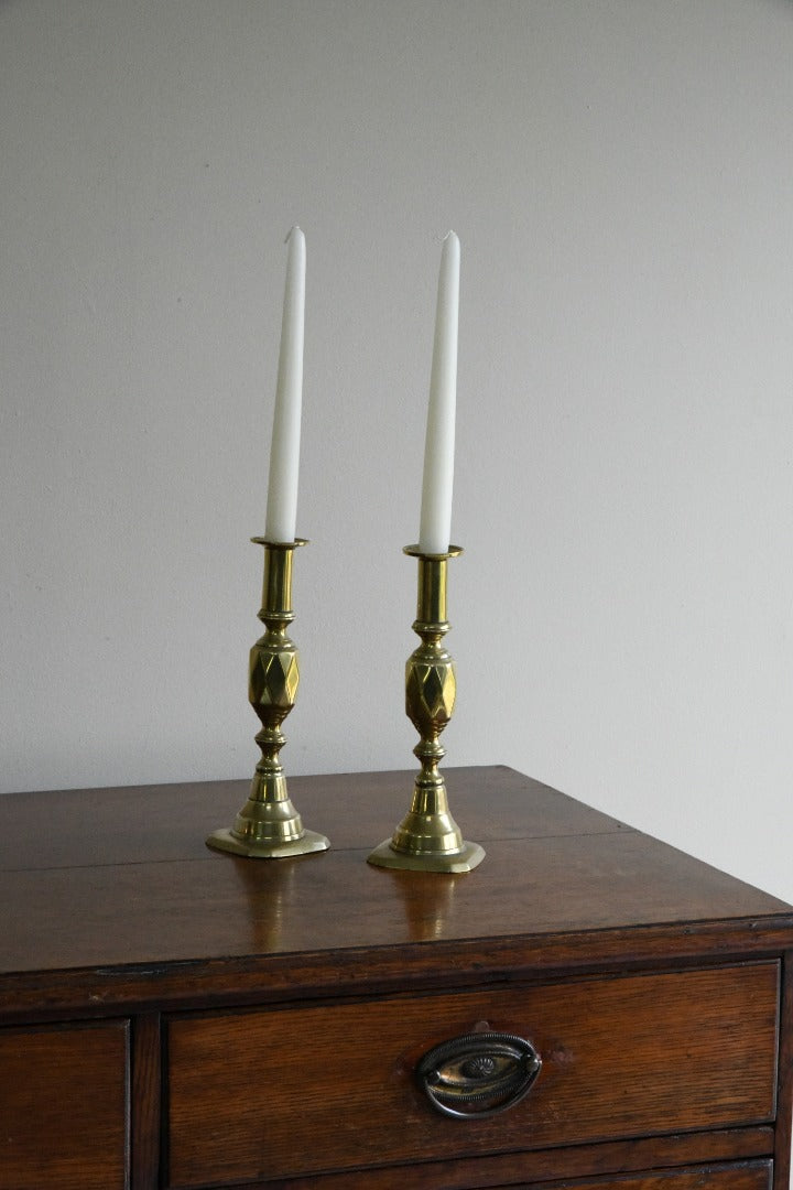 Pair Antique Brass Candlesticks