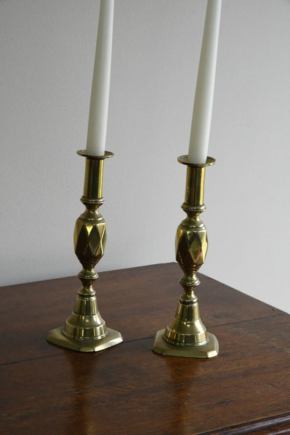 Pair Antique Brass Candlesticks