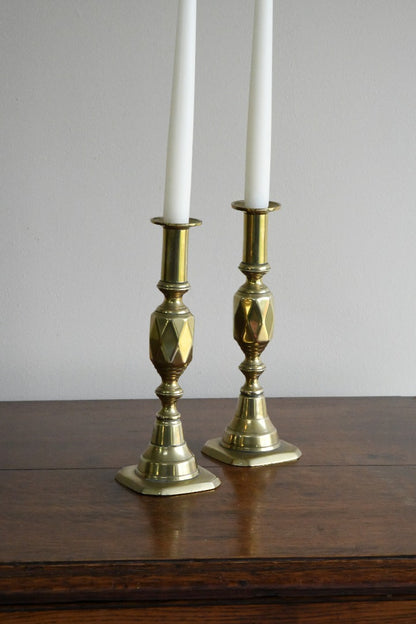 Pair Antique Brass Candlesticks