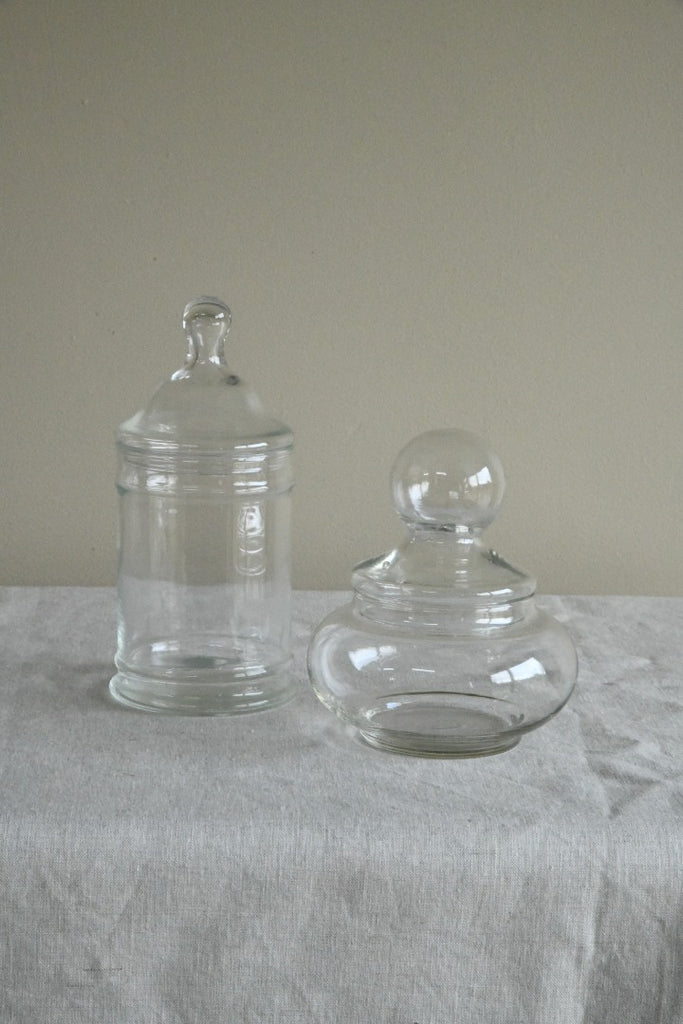 Pair Vintage Glass Jars