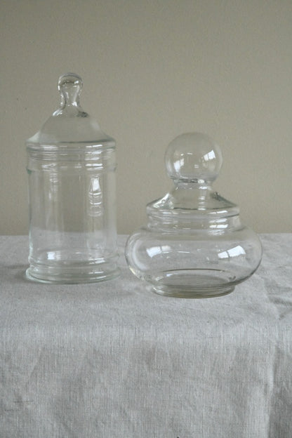 Pair Vintage Glass Jars