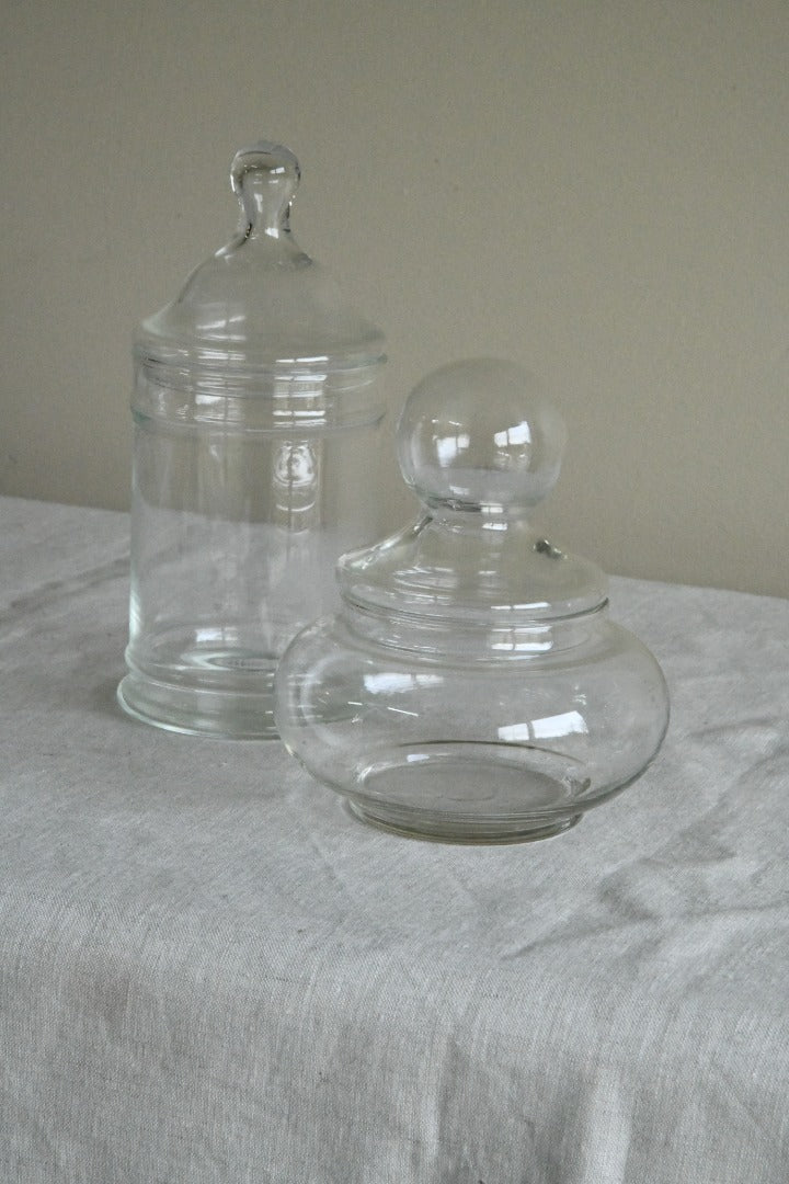 Pair Vintage Glass Jars