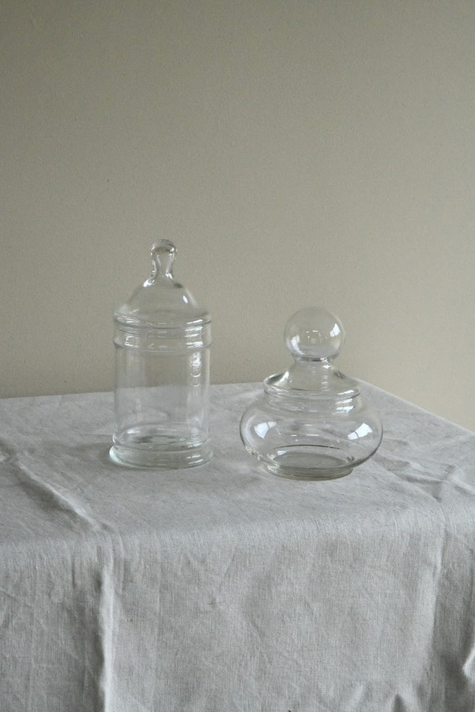 Pair Vintage Glass Jars