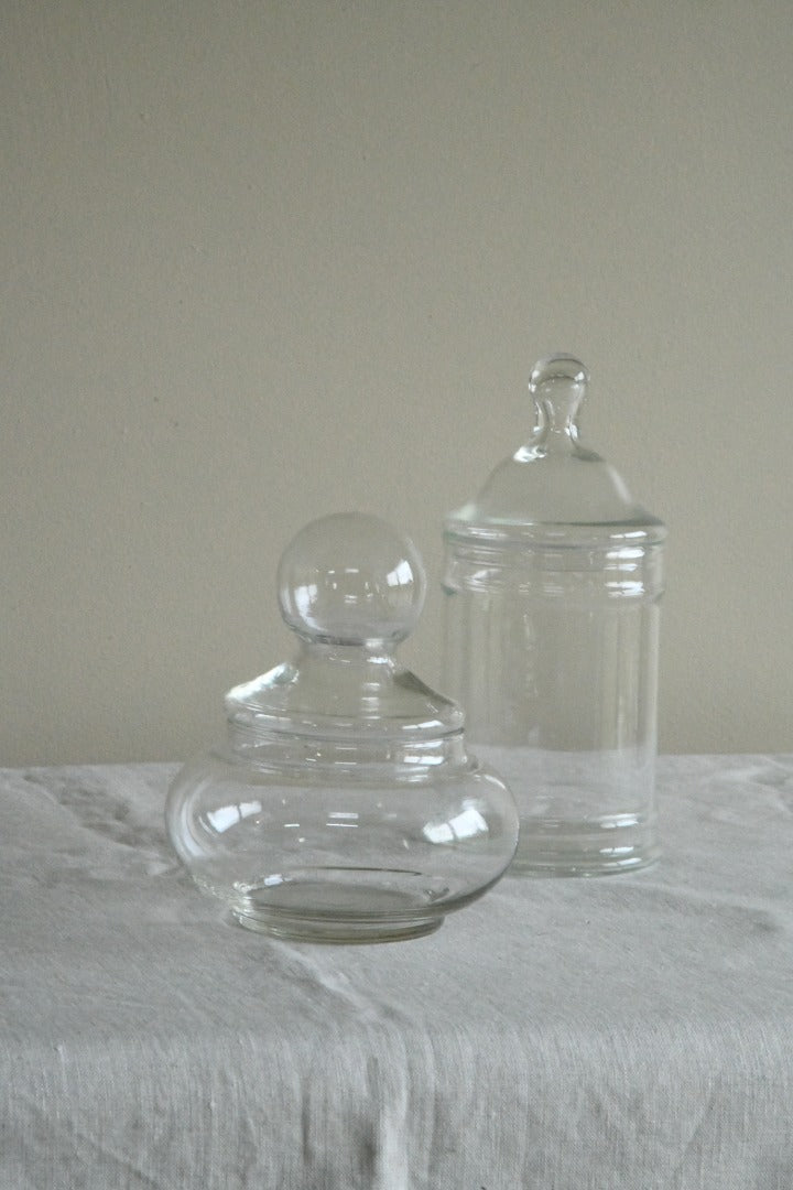 Pair Vintage Glass Jars