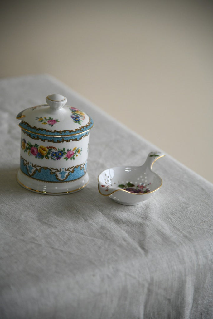 Crown China Jam Pot & Denby Tea Strainer
