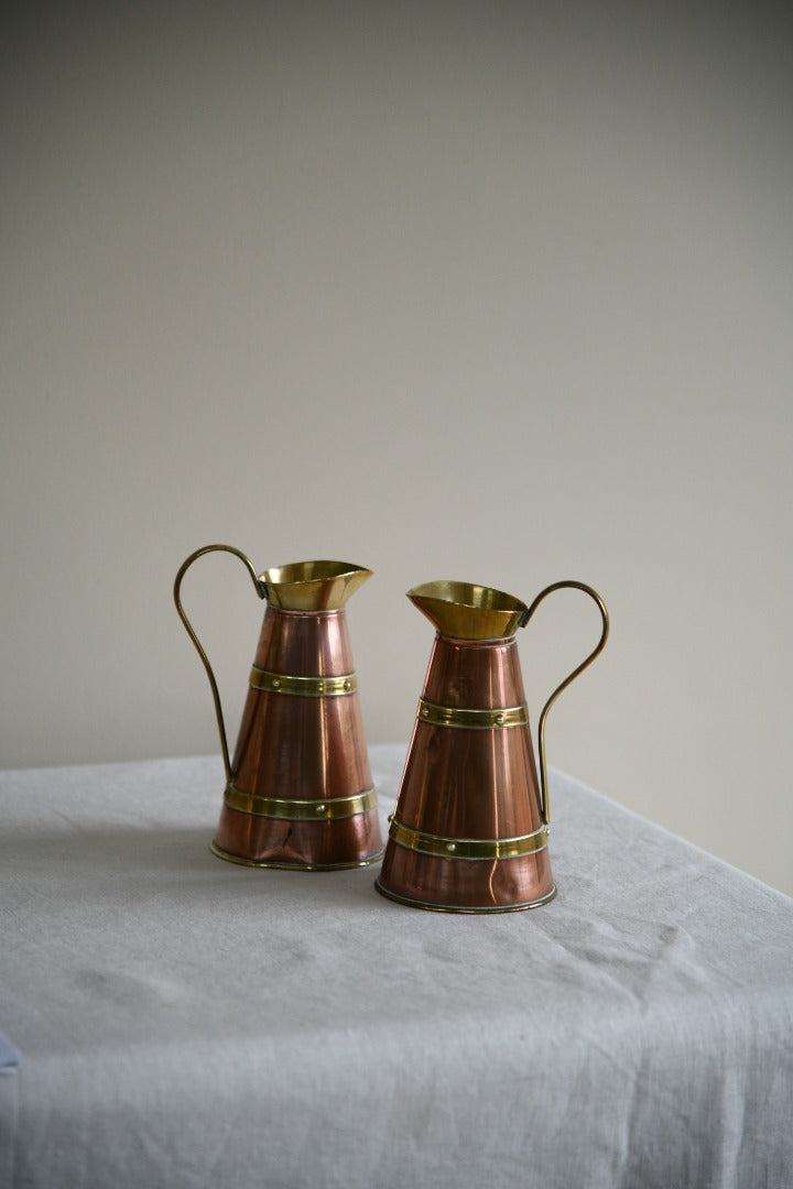 Pair Copper & Brass Jugs