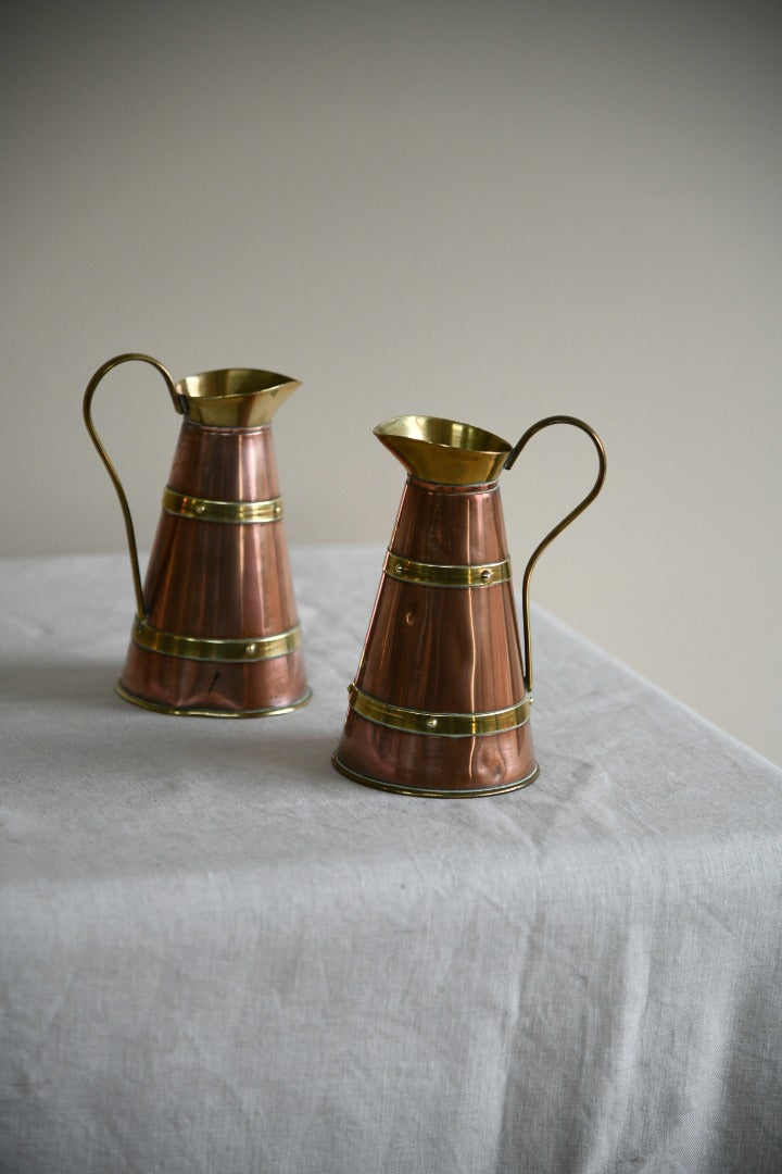 Pair Copper & Brass Jugs