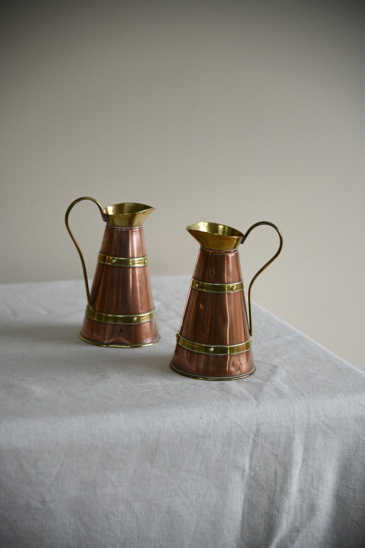 Pair Copper & Brass Jugs