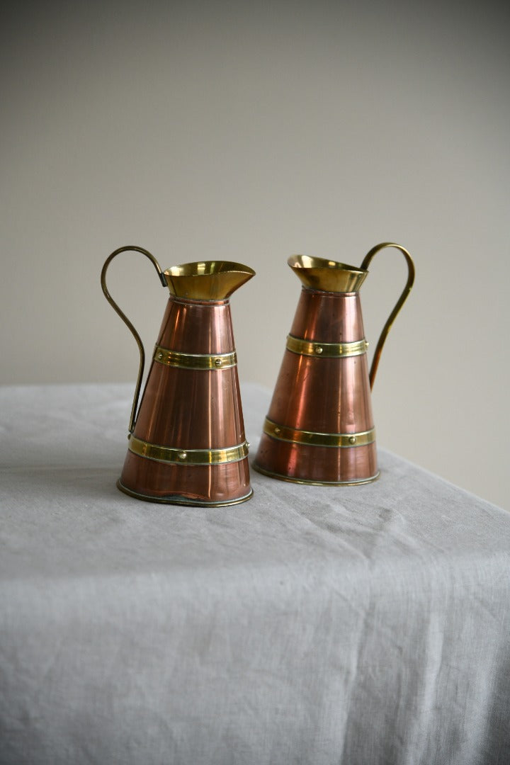 Pair Copper & Brass Jugs