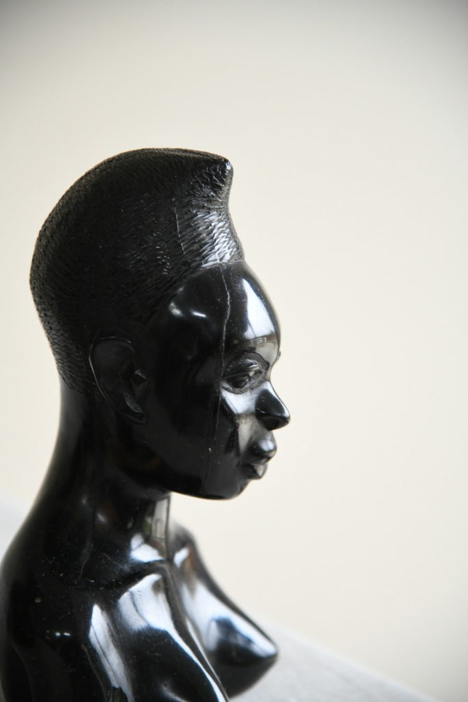 Pair Carved Ebony Busts