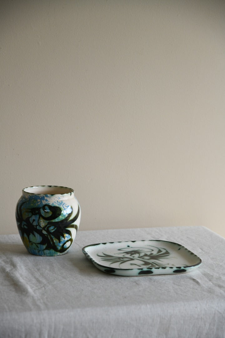 Celtic Pottery Vase & Tray