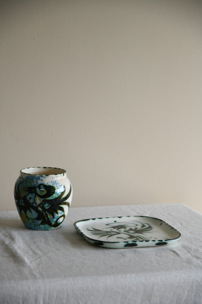 Celtic Pottery Vase & Tray