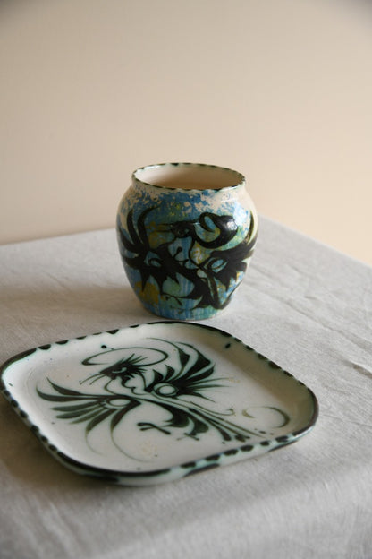 Celtic Pottery Vase & Tray