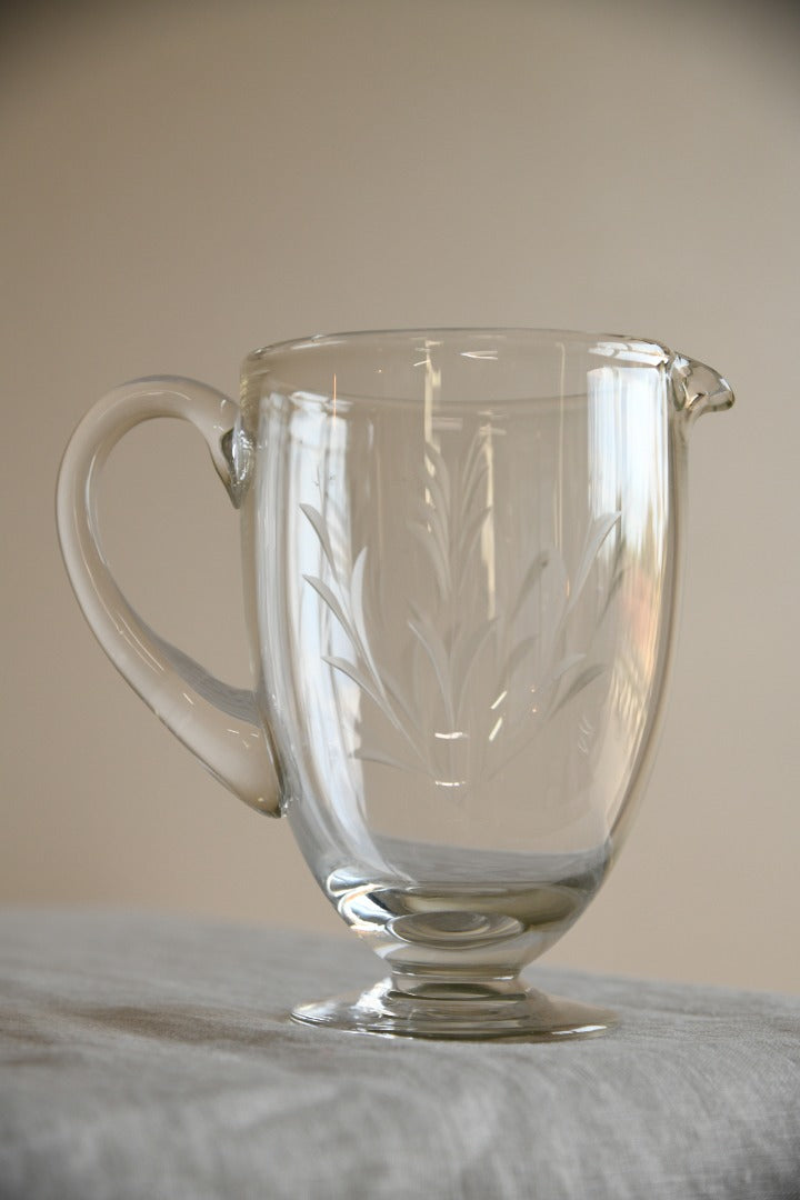 Vintage Etched Glass Water Jug & Glasses