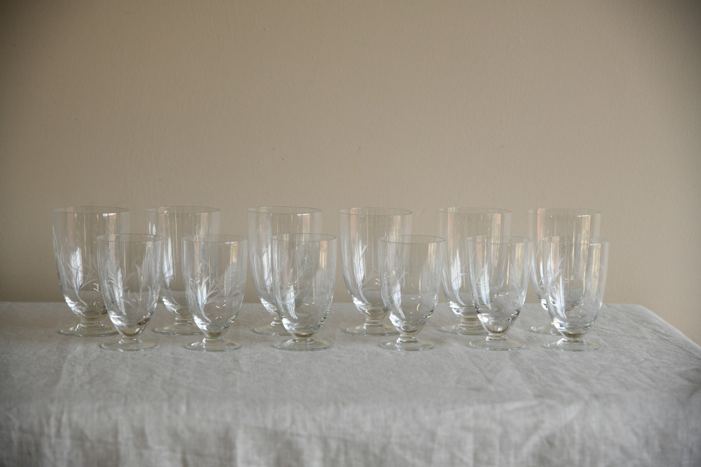 Vintage Etched Glass Water Jug & Glasses