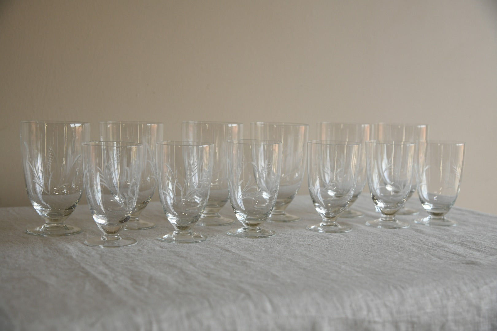 Vintage Etched Glass Water Jug & Glasses