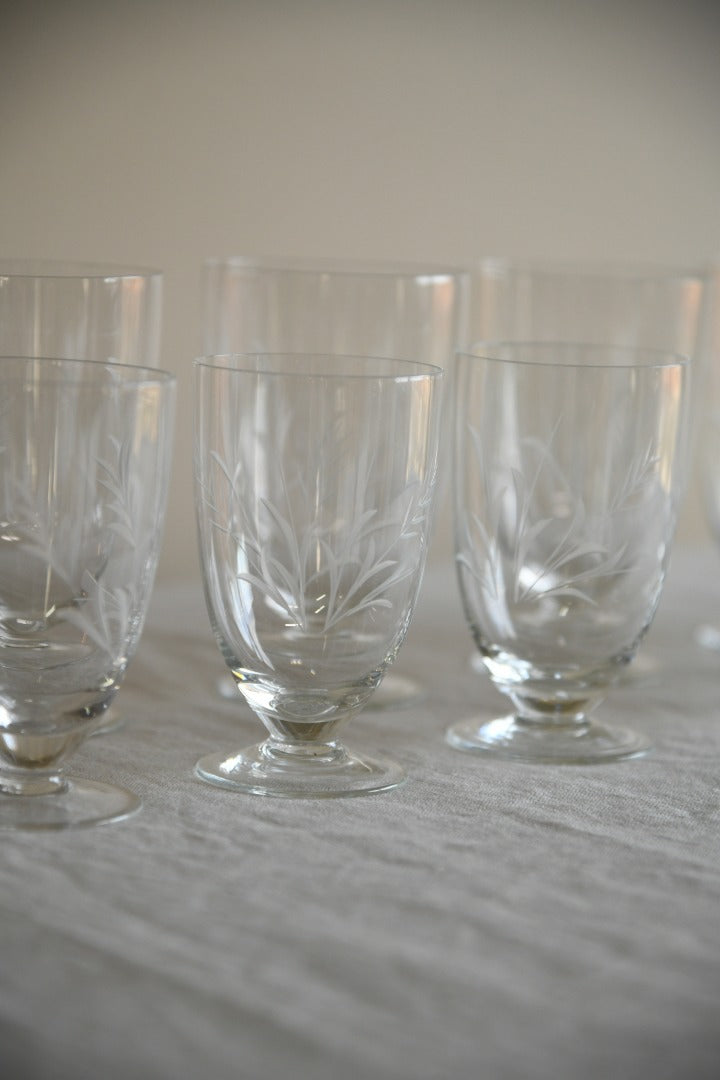 Vintage Etched Glass Water Jug & Glasses