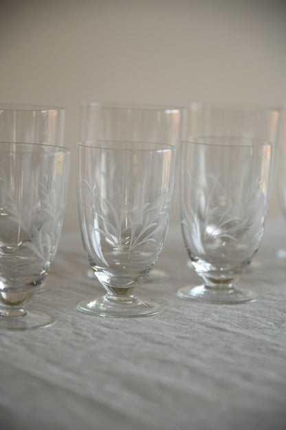 Vintage Etched Glass Water Jug & Glasses