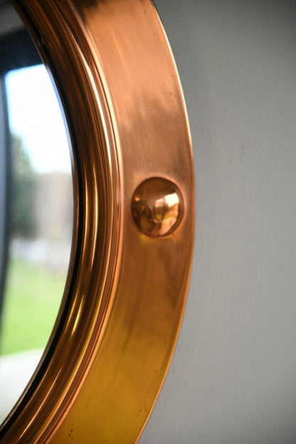 Vintage Round Copper Porthole Style Mirror