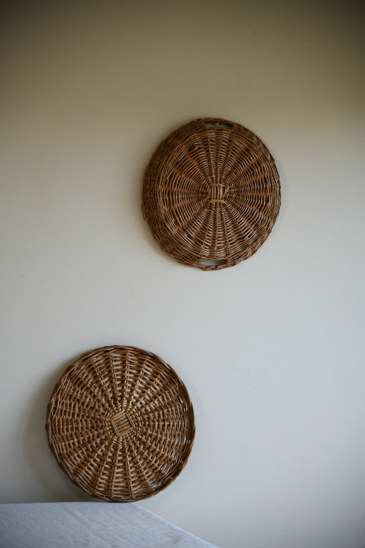 Pair Wicker Woven Baskets