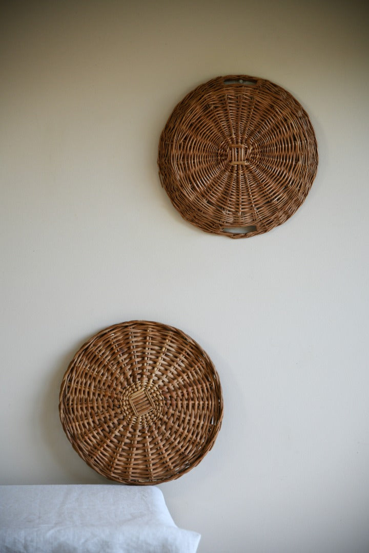 Pair Wicker Woven Baskets