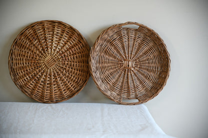 Pair Wicker Woven Baskets