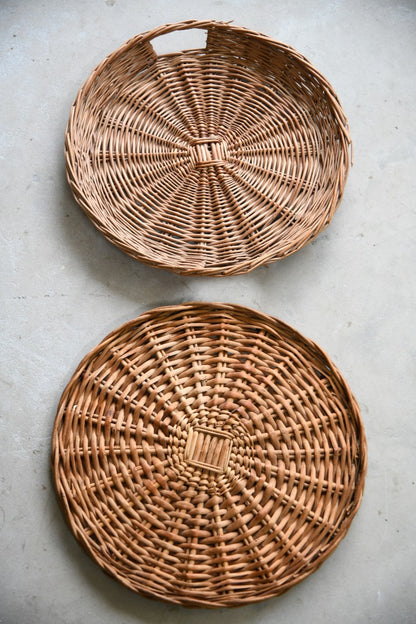 Pair Wicker Woven Baskets