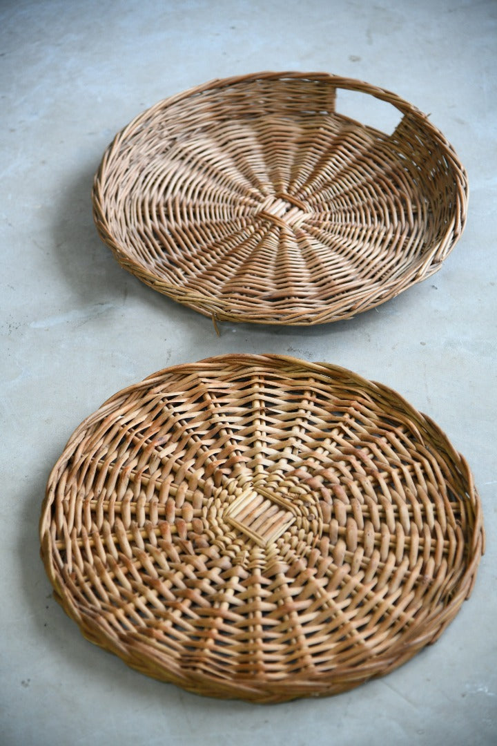 Pair Wicker Woven Baskets