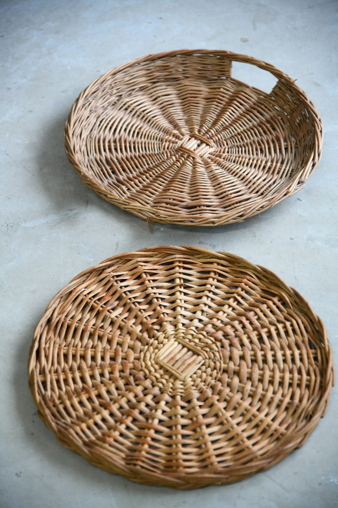 Pair Wicker Woven Baskets