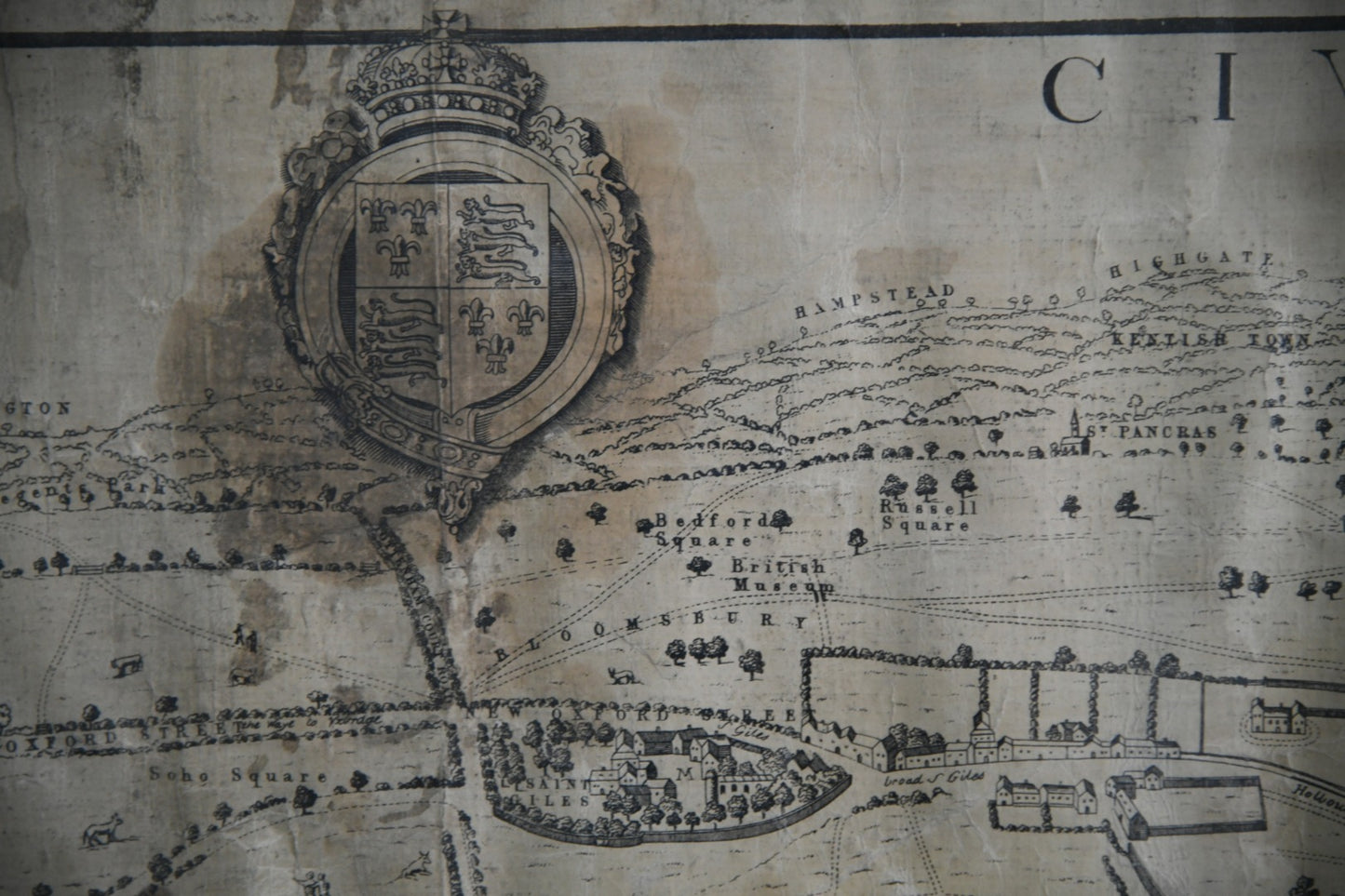 Printed Bird's-Eye View of Tudor London