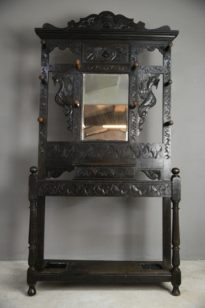 Victorian Dark Oak Hall Stand