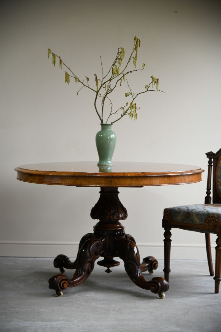 Victorian Walnut Oval Tilt Top Table