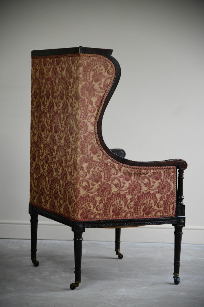 Antique Upholstered Wing Back Armchair