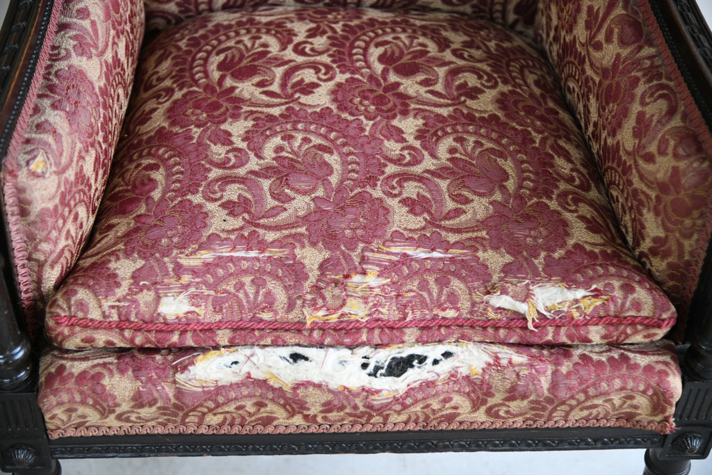 Antique Upholstered Wing Back Armchair