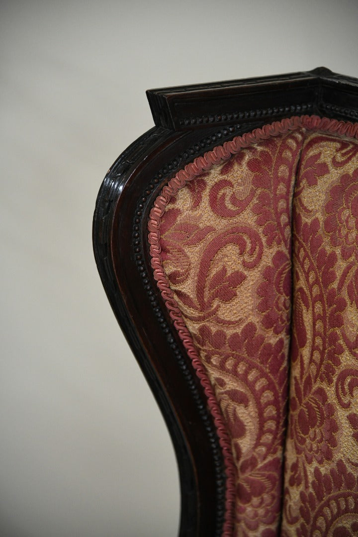 Antique Upholstered Wing Back Armchair