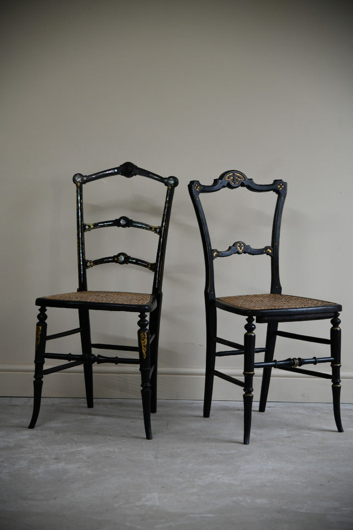 Pair Ebonised Occasional Chairs