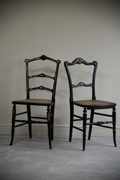 Pair Ebonised Occasional Chairs