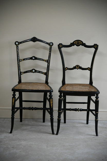 Pair Ebonised Occasional Chairs