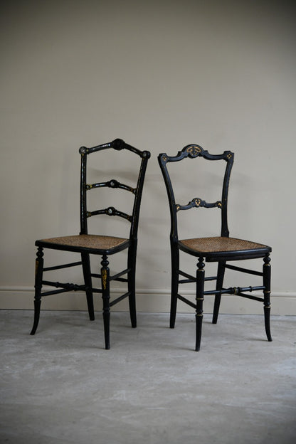 Pair Ebonised Occasional Chairs