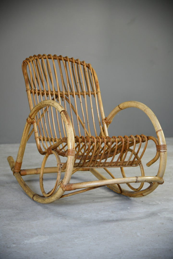 Retro Franco Albini Style Bamboo Rocking Chair