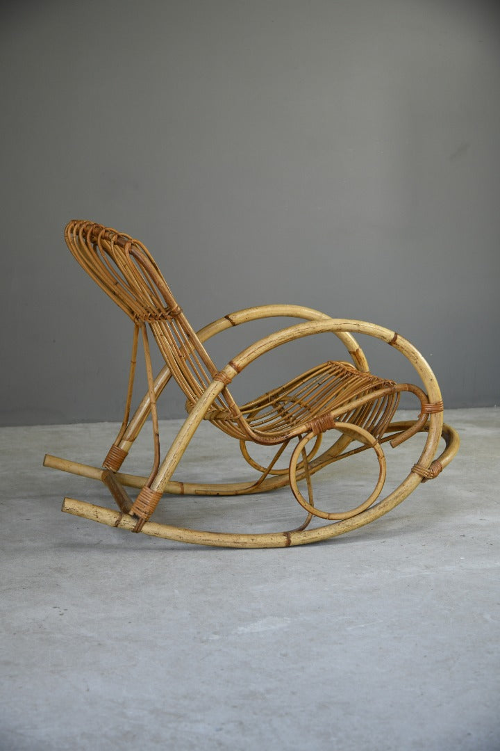 Retro Franco Albini Style Bamboo Rocking Chair