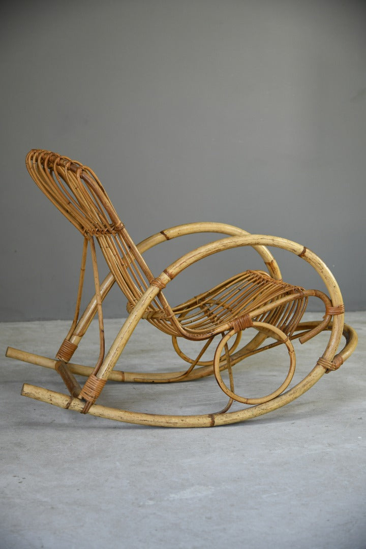 Retro Franco Albini Style Bamboo Rocking Chair