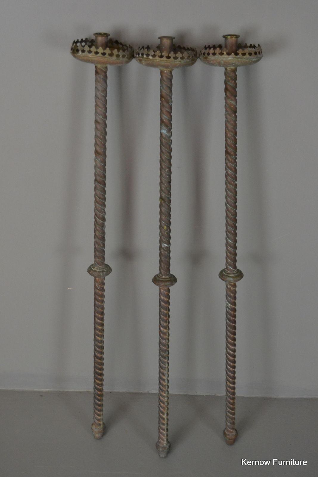 3 Brass Church Candle Holder - Kernow Furniture