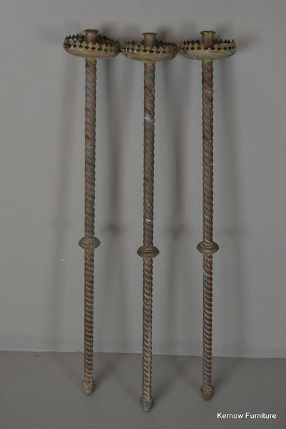 3 Brass Church Candle Holder - Kernow Furniture