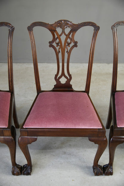 4 Waring & Gillow Mahogany Chippendale Style Dining Chairs