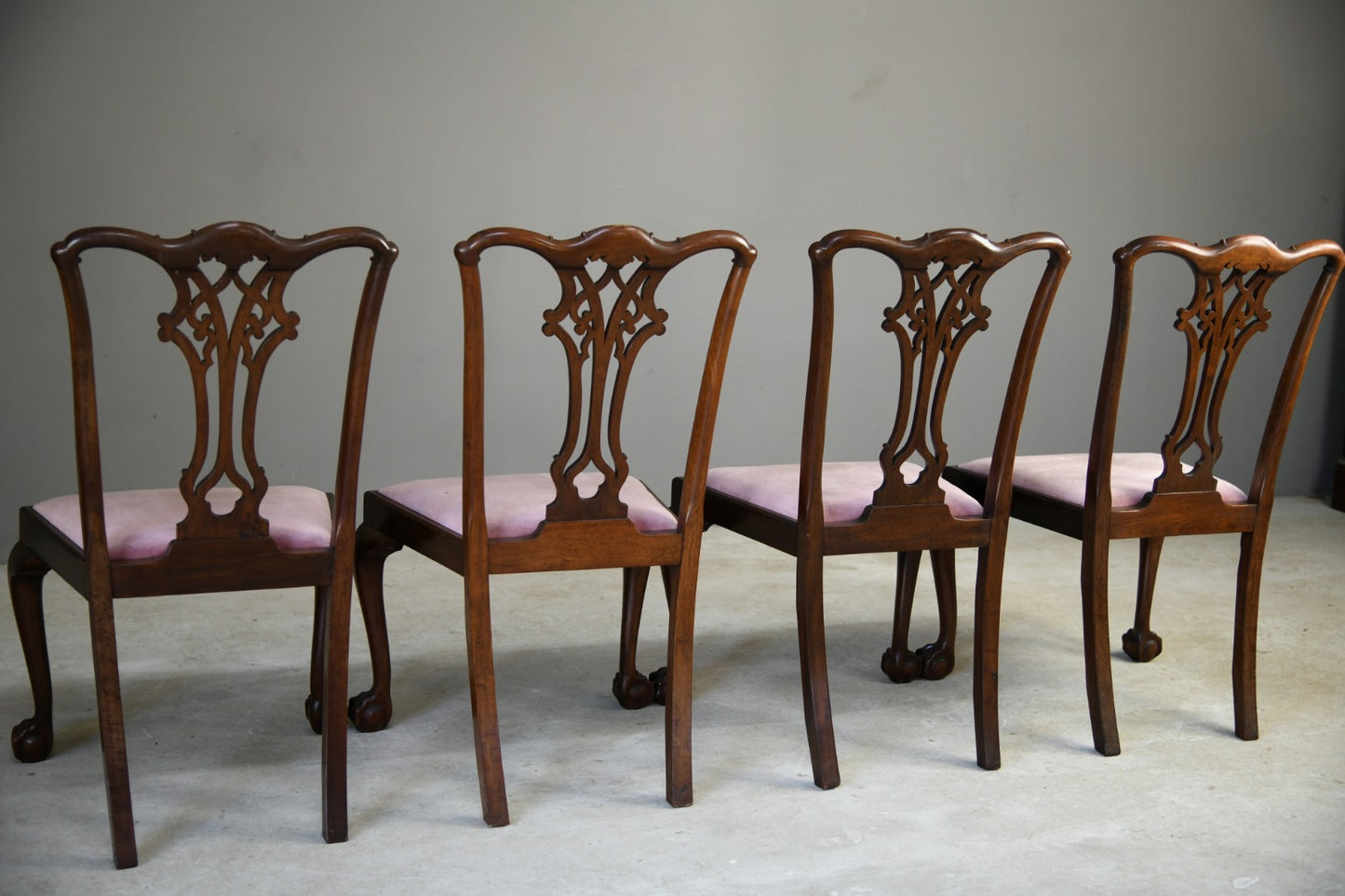 4 Waring & Gillow Mahogany Chippendale Style Dining Chairs