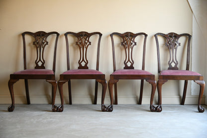 4 Waring & Gillow Mahogany Chippendale Style Dining Chairs