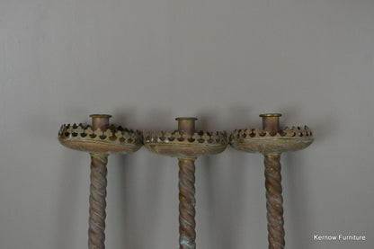 3 Brass Church Candle Holder - Kernow Furniture
